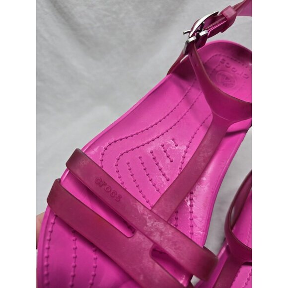 Crocs Women's Really Sexi Ankle Strap Strappy Sandals Fuchsia Pink Sz 7- Flawed - Picture 8 of 15